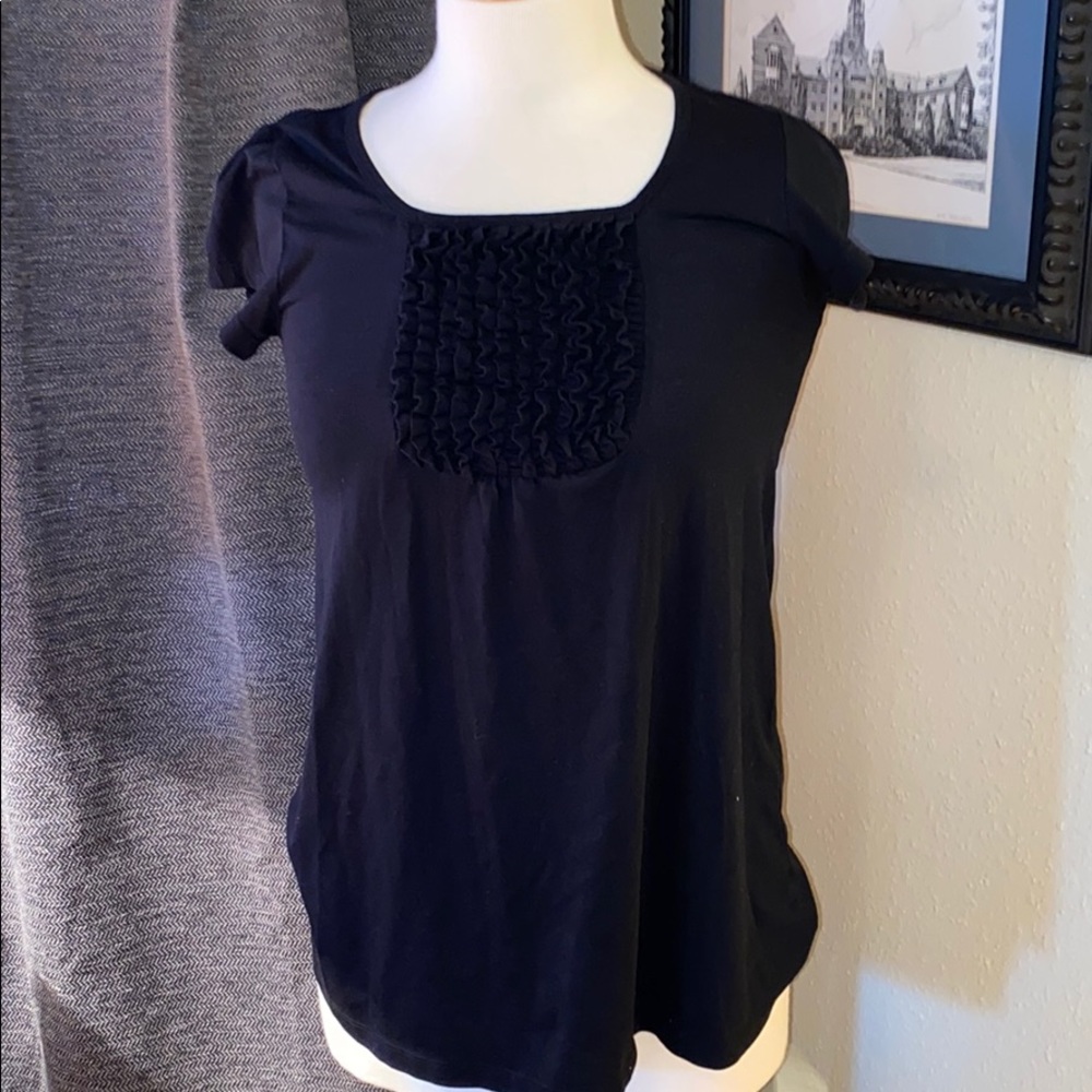 Black INC Ruffle Cap Sleeves Blouse Large